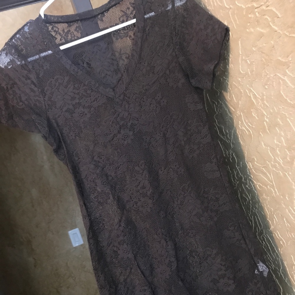 Brown Lacey burnout shirt